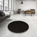 Round Machine Washable Abstract Black Rug in a Office, wshabs5360