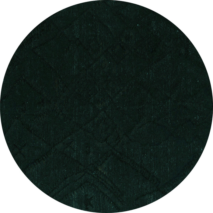 Round Machine Washable Abstract Turquoise Modern Area Rugs, wshabs5360turq