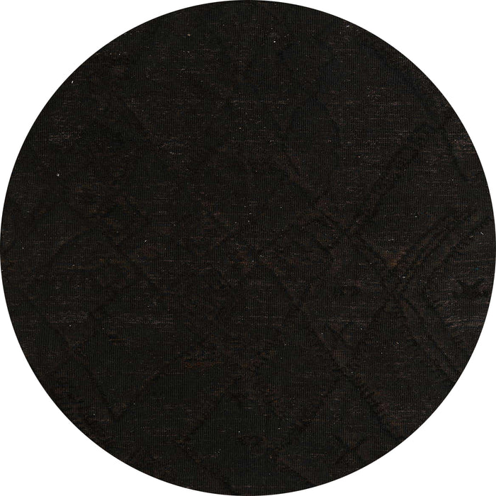 Round Machine Washable Abstract Black Rug, wshabs5360