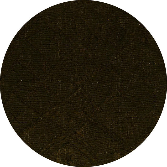 Round Machine Washable Abstract Yellow Modern Rug, wshabs5360yw