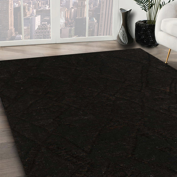 Machine Washable Abstract Black Rug in a Family Room, wshabs5360