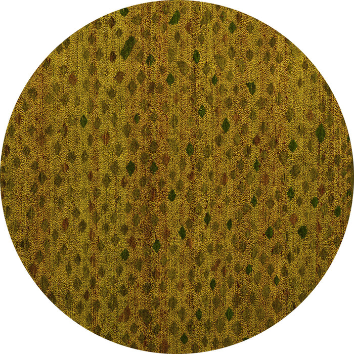 Round Abstract Yellow Modern Rug, abs5361yw