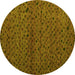 Round Abstract Yellow Modern Rug, abs5361yw