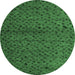 Round Machine Washable Abstract Emerald Green Modern Area Rugs, wshabs5361emgrn