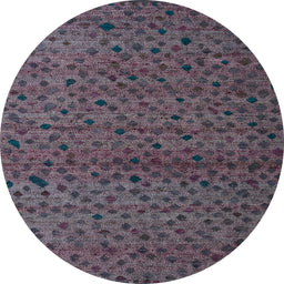 Round Machine Washable Abstract Black Rug, wshabs5361