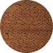 Round Machine Washable Abstract Orange Modern Area Rugs, wshabs5361org