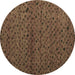 Round Machine Washable Abstract Brown Modern Rug, wshabs5361brn