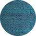 Round Abstract Light Blue Modern Rug, abs5361lblu