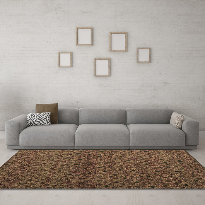Machine Washable Abstract Brown Modern Rug in a Living Room,, wshabs5361brn