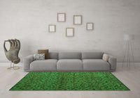 Machine Washable Abstract Green Modern Rug, wshabs5361grn