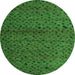 Round Machine Washable Abstract Green Modern Area Rugs, wshabs5361grn