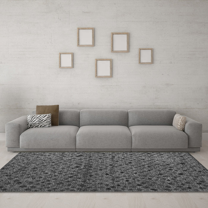 Machine Washable Abstract Gray Modern Rug in a Living Room,, wshabs5361gry