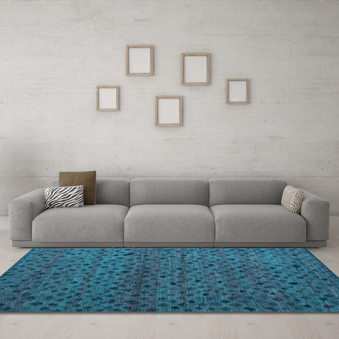 Machine Washable Abstract Light Blue Modern Rug in a Living Room, wshabs5361lblu
