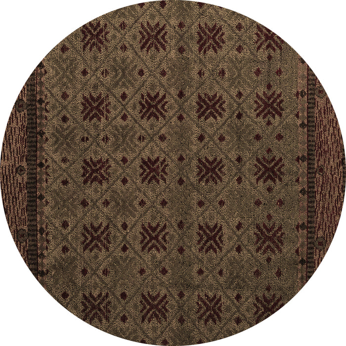 Round Machine Washable Abstract Brown Modern Rug, wshabs5362brn