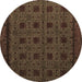 Round Machine Washable Abstract Brown Modern Rug, wshabs5362brn