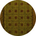 Round Abstract Yellow Modern Rug, abs5362yw