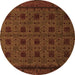 Round Machine Washable Abstract Orange Modern Area Rugs, wshabs5362org