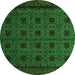 Round Abstract Green Modern Rug, abs5362grn