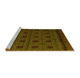 Sideview of Machine Washable Abstract Yellow Modern Rug, wshabs5362yw