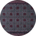 Round Abstract Charcoal Black Modern Rug, abs5362