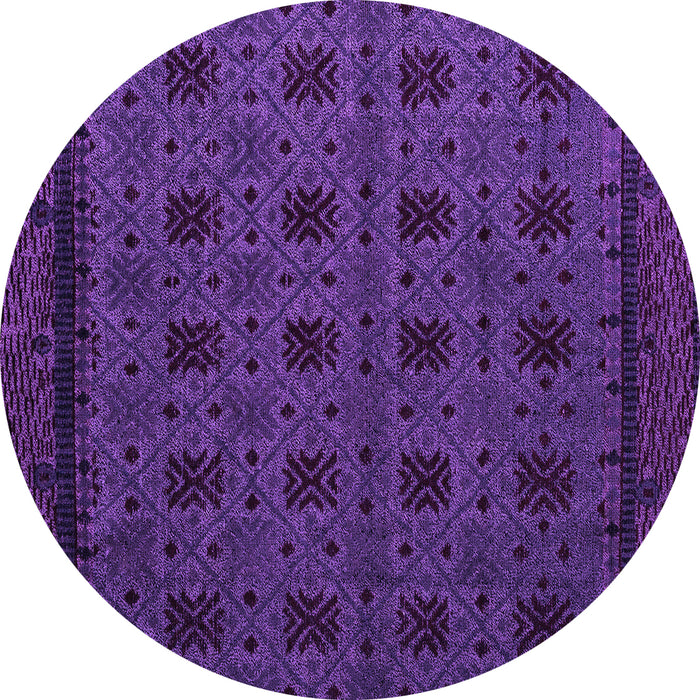 Round Machine Washable Abstract Purple Modern Area Rugs, wshabs5362pur