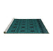 Sideview of Machine Washable Abstract Turquoise Modern Area Rugs, wshabs5362turq