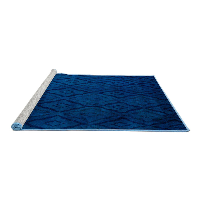 Sideview of Machine Washable Abstract Cobalt Blue Rug, wshabs5363