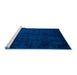 Sideview of Machine Washable Abstract Cobalt Blue Rug, wshabs5363