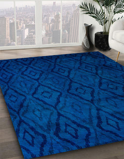 Abstract Cobalt Blue Persian Rug in Family Room, abs5363