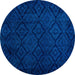 Round Persian Light Blue Bohemian Rug, abs5363lblu