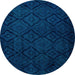 Round Persian Turquoise Bohemian Rug, abs5363turq