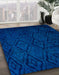 Abstract Cobalt Blue Persian Rug in Family Room, abs5363