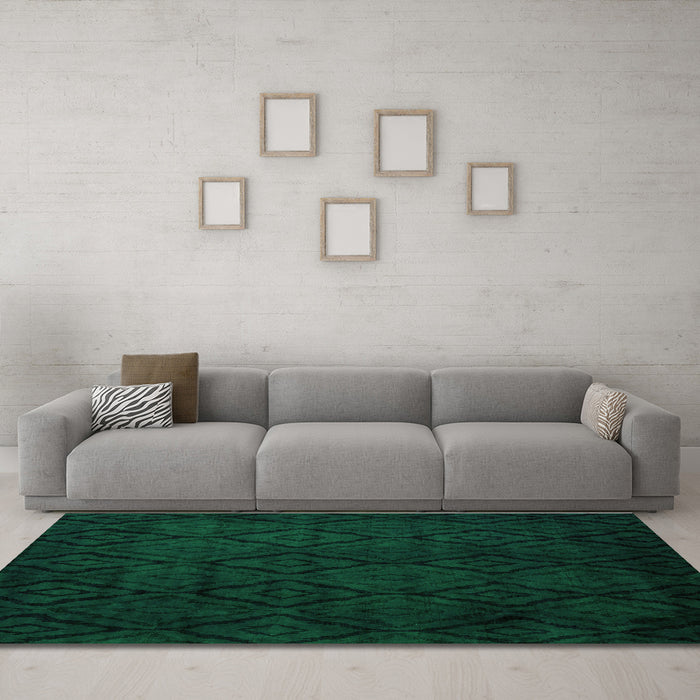 Machine Washable Persian Green Bohemian Area Rugs in a Living Room,, wshabs5363grn