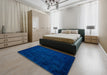 Abstract Cobalt Blue Persian Rug in a Bedroom, abs5363