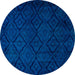 Round Abstract Cobalt Blue Persian Rug, abs5363