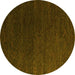 Round Abstract Yellow Modern Rug, abs5364yw