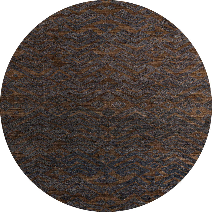 Round Machine Washable Abstract Coffee Brown Rug, wshabs5364