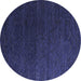 Round Abstract Blue Modern Rug, abs5364blu