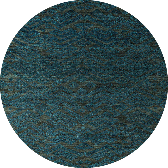 Round Abstract Light Blue Modern Rug, abs5364lblu