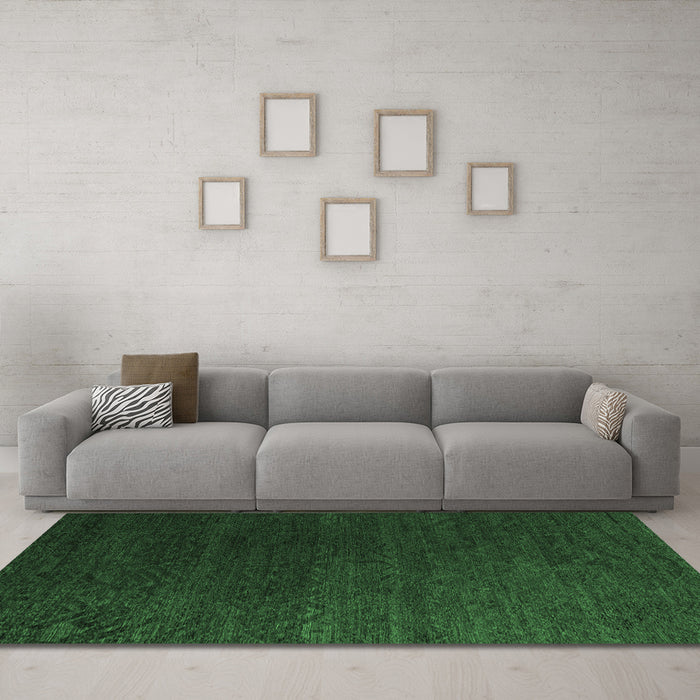 Machine Washable Abstract Emerald Green Modern Area Rugs in a Living Room,, wshabs5364emgrn