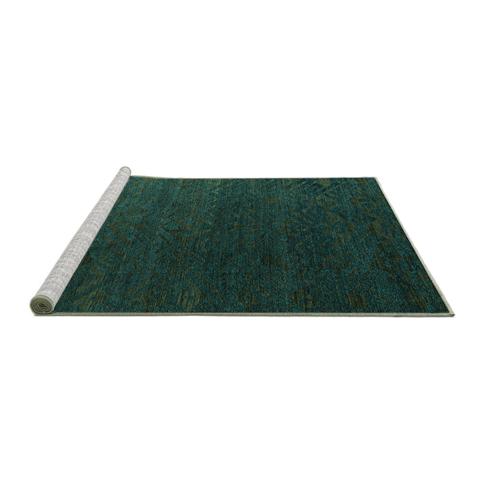 Sideview of Machine Washable Abstract Turquoise Modern Area Rugs, wshabs5364turq