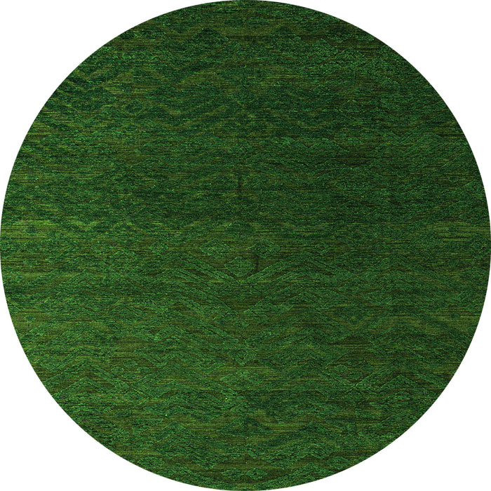 Round Machine Washable Abstract Green Modern Area Rugs, wshabs5364grn