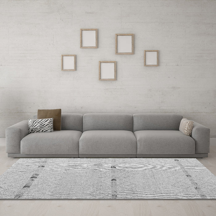 Machine Washable Solid Gray Modern Rug in a Living Room,, wshabs5365gry