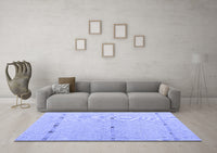 Machine Washable Solid Blue Modern Rug, wshabs5365blu