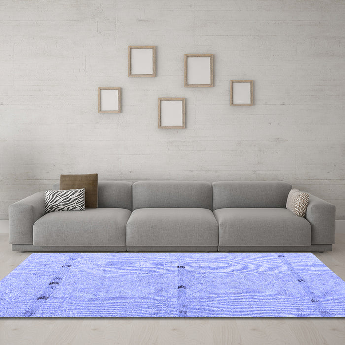 Machine Washable Solid Blue Modern Rug in a Living Room, wshabs5365blu