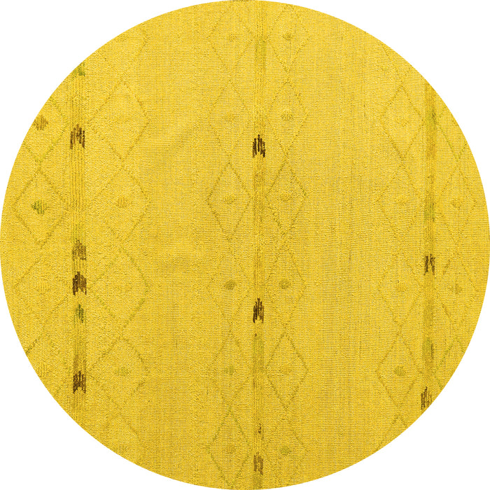 Round Solid Yellow Modern Rug, abs5365yw