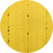 Round Solid Yellow Modern Rug, abs5365yw