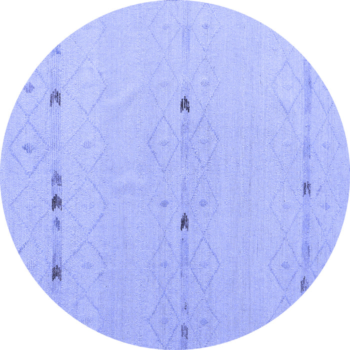 Round Machine Washable Solid Blue Modern Rug, wshabs5365blu