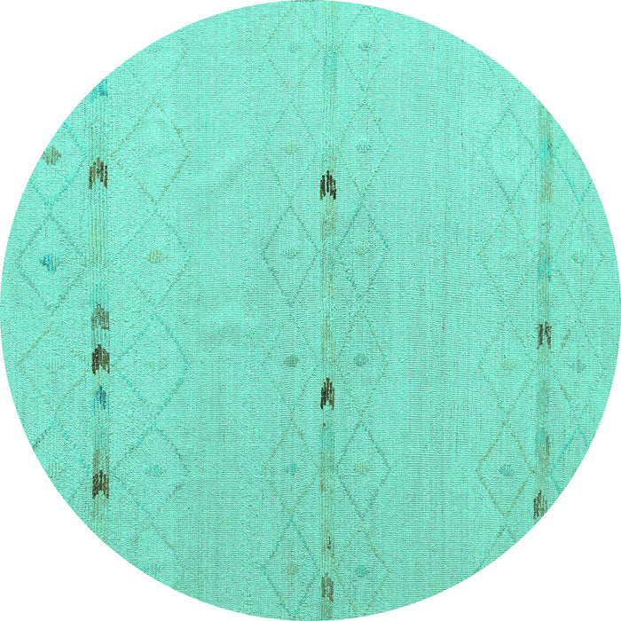 Round Solid Turquoise Modern Rug, abs5365turq