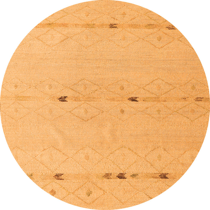 Round Machine Washable Solid Orange Modern Area Rugs, wshabs5365org